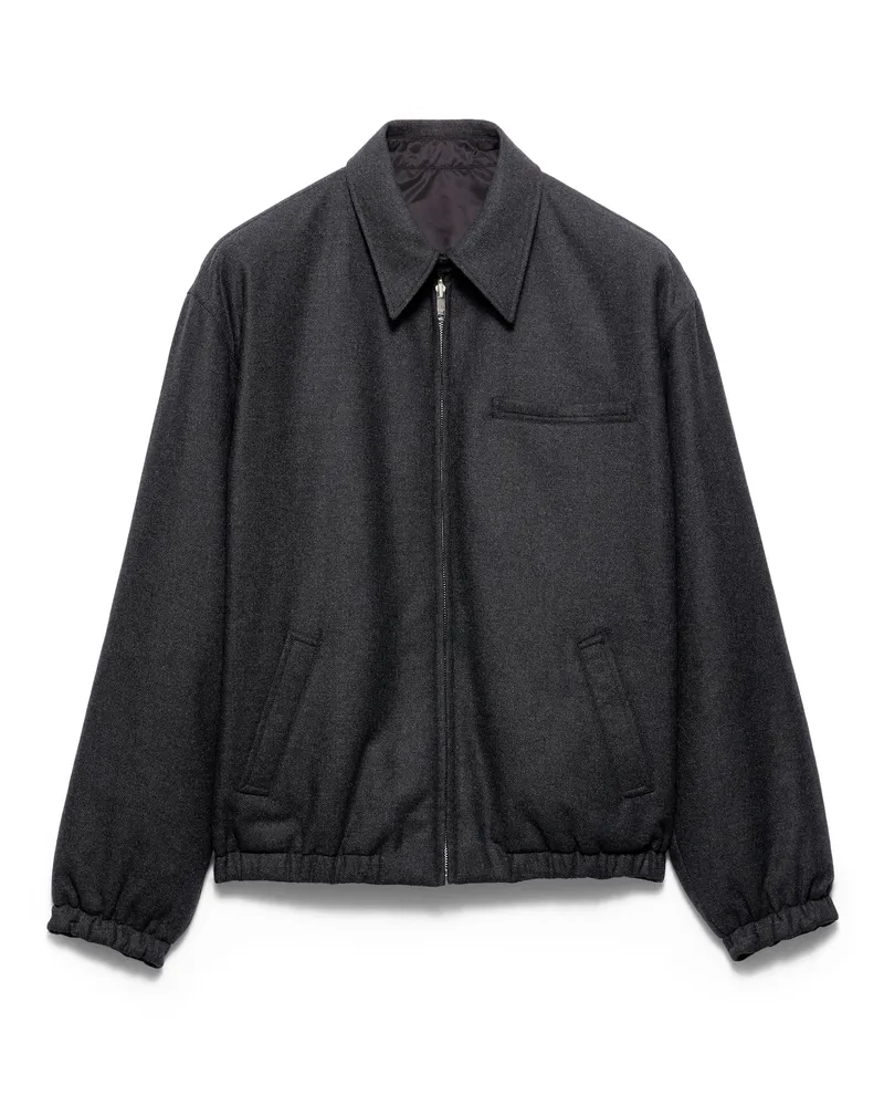 Prada Blousonjacke Aus Re-wool, Herren, Anthrazitgrau, Größe Anthrazitgrau