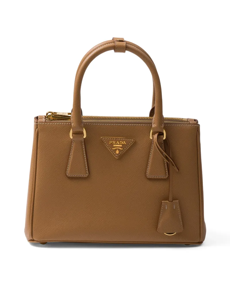 Prada Kleine  Galleria Tasche Aus Saffiano-leder, Damen, Natur Natur