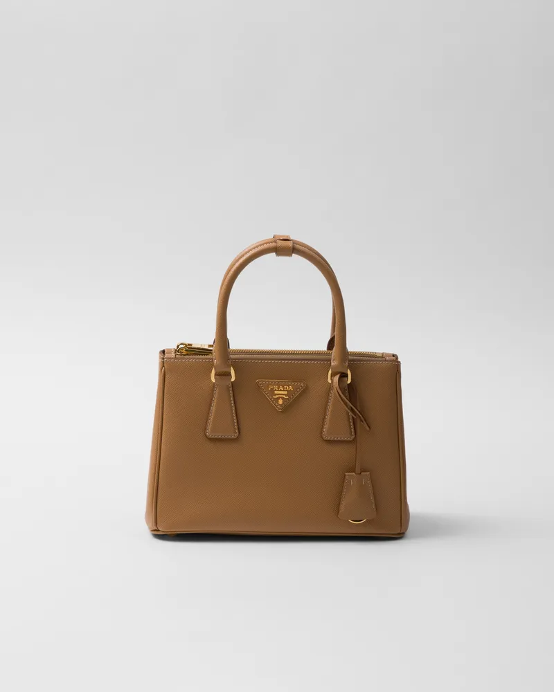 Prada Kleine  Galleria Tasche aus Saffiano-Leder Natur