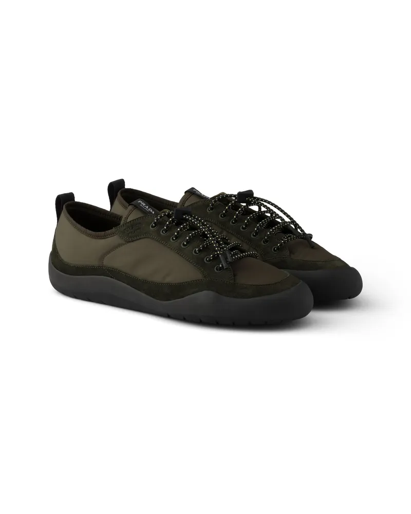 Prada Speedrock Sneaker Aus Re-nylon Und Veloursleder, Herren, Camouflage/grün, Größe 10,5 Camouflage