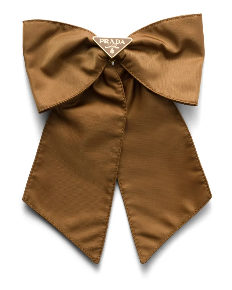 Prada Haarspange Aus Re-nylon, Damen, Brandy Brandy