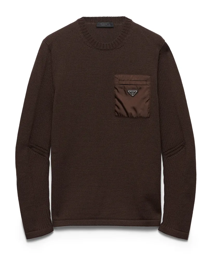 Prada Wollpullover, Herren, Dunkelbraun, Größe Dunkelbraun