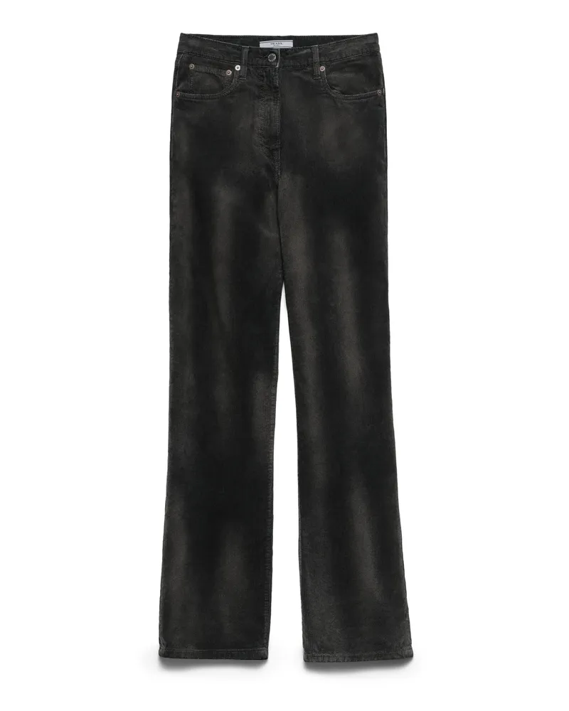 Prada Five-pocket-hose Aus Cord, Damen, Schwarz, Größe Schwarz