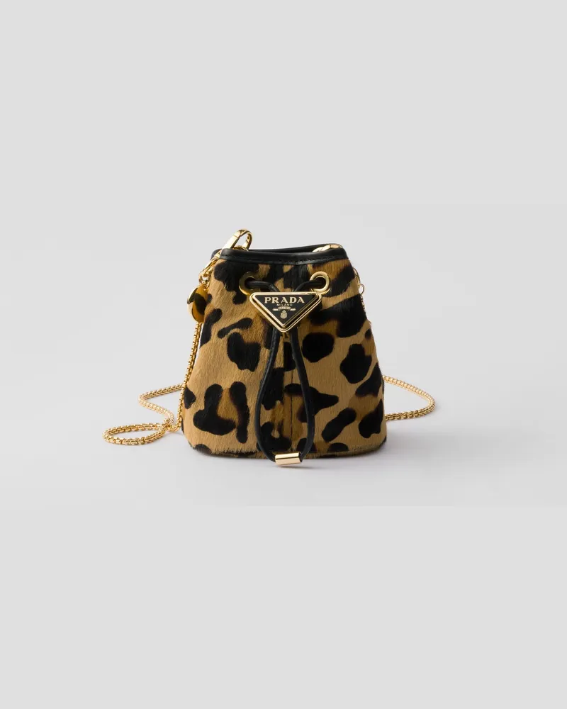 Prada Bedruckte Mini-Pouch aus Leder Honig