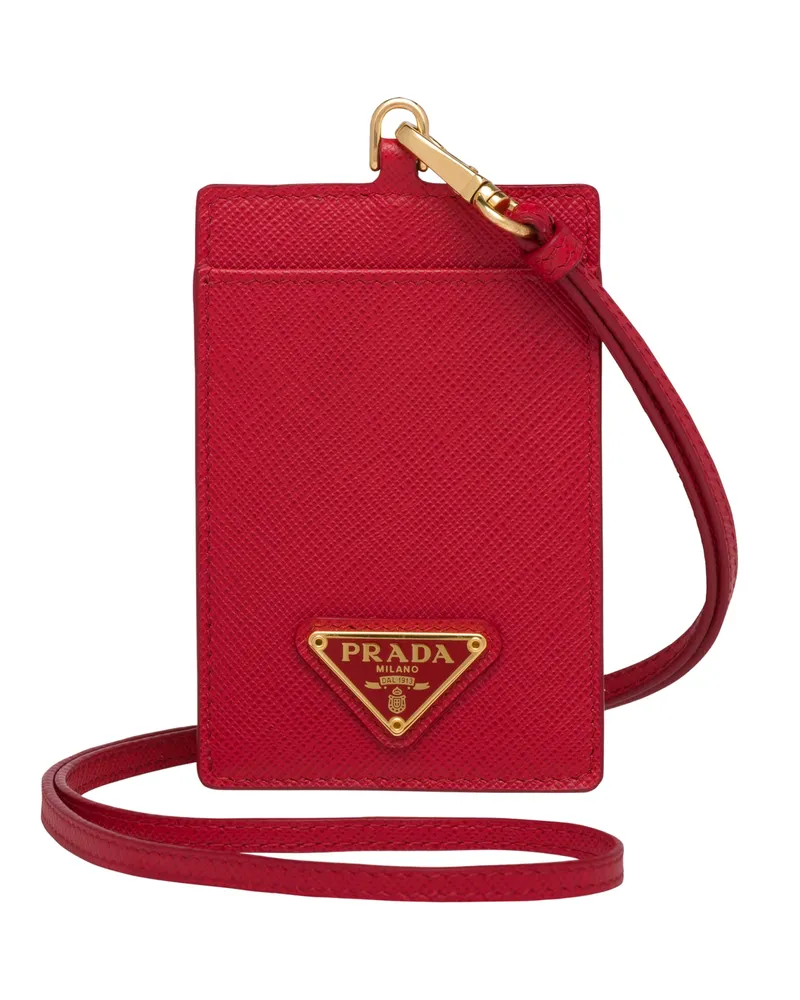 Prada Ausweisetui Aus Saffiano Leder, Damen, Feuerrot Feuerrot
