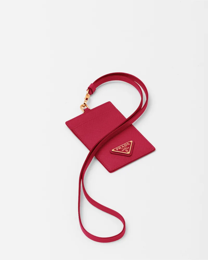Prada Ausweisetui aus Saffiano Leder Feuerrot