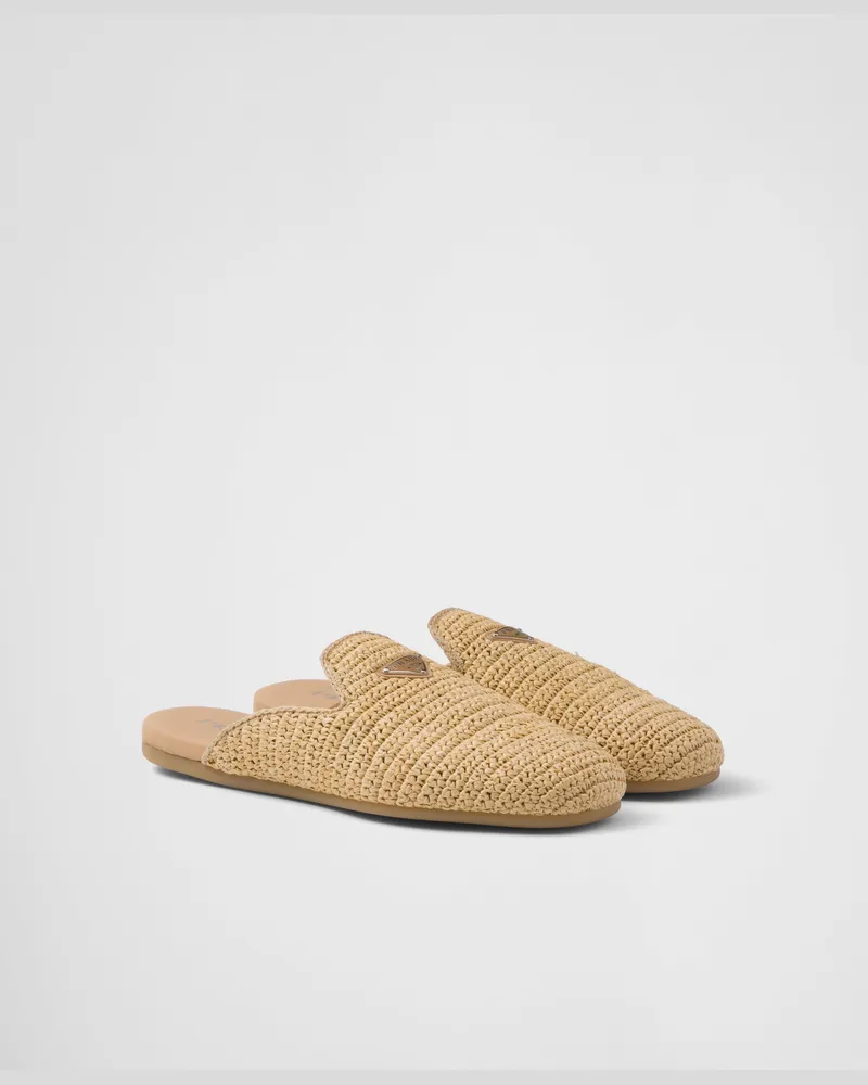 Prada Gehäkelte Mules Natur