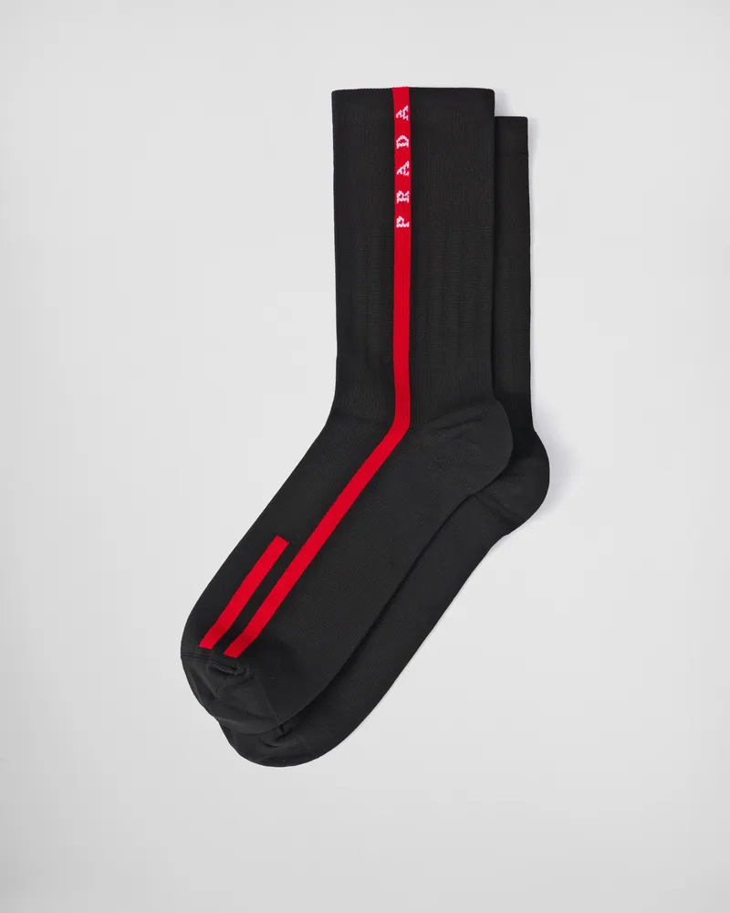 Prada Socken aus technischem Garn Schwarz
