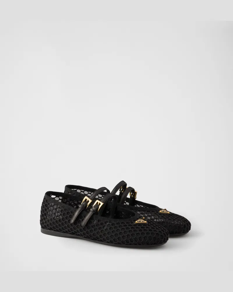 Prada Ballerinas aus Meshgewebe Schwarz