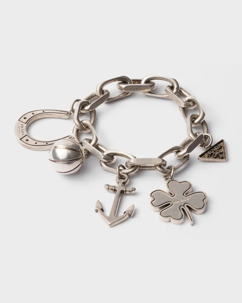 Prada Armband mit Anhänger aus Metall Dunkelgrau