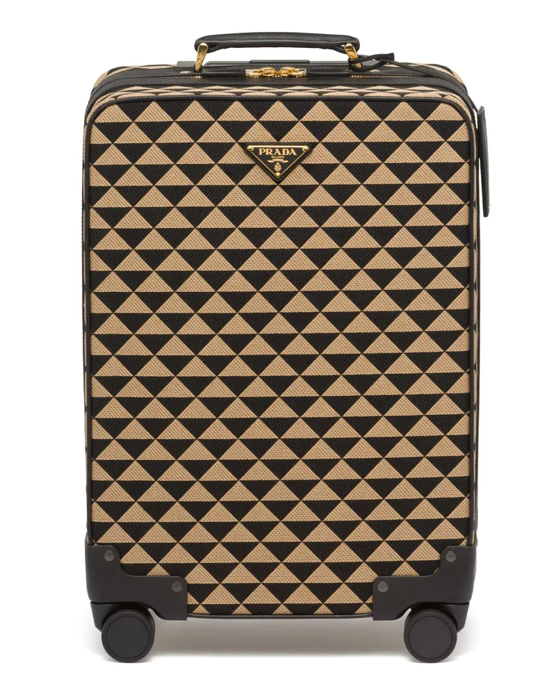 Prada Symbole Trolley Aus Besticktem Stoff, , Schwarz/beige Schwarz