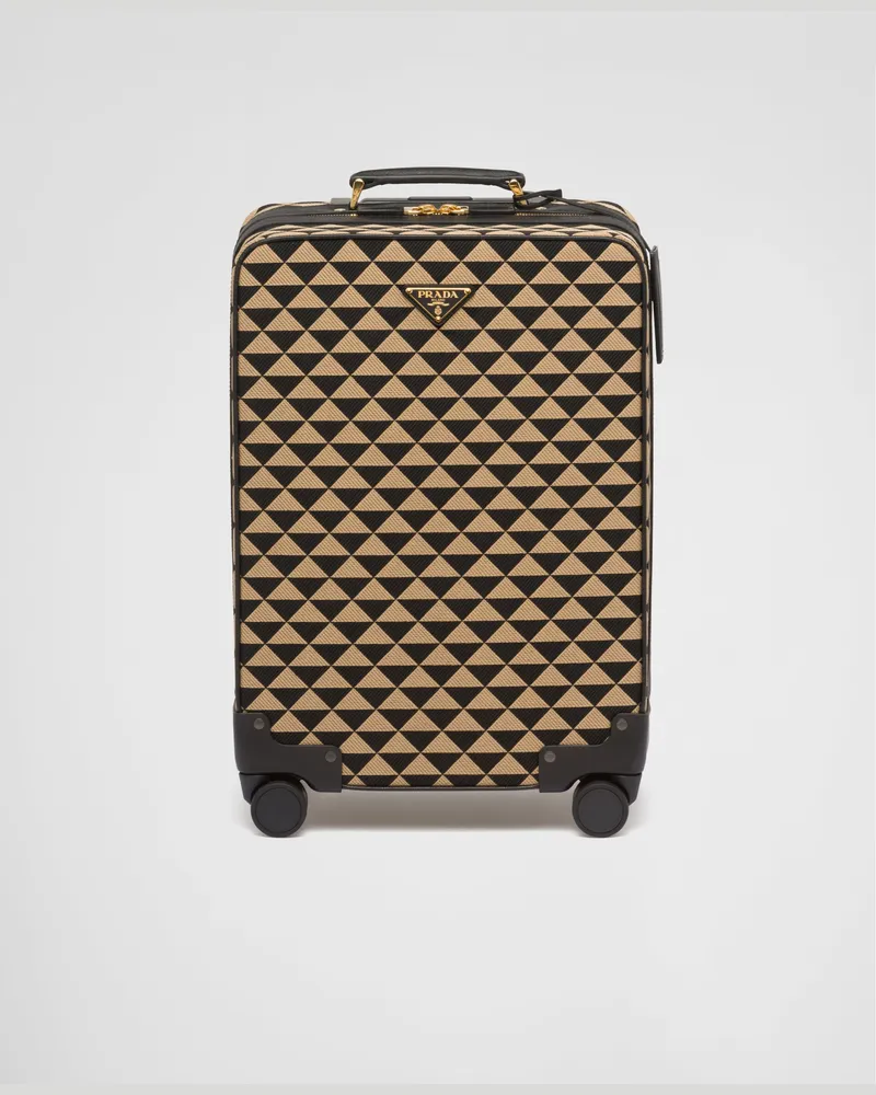 Prada Symbole Trolley aus besticktem Stoff Schwarz