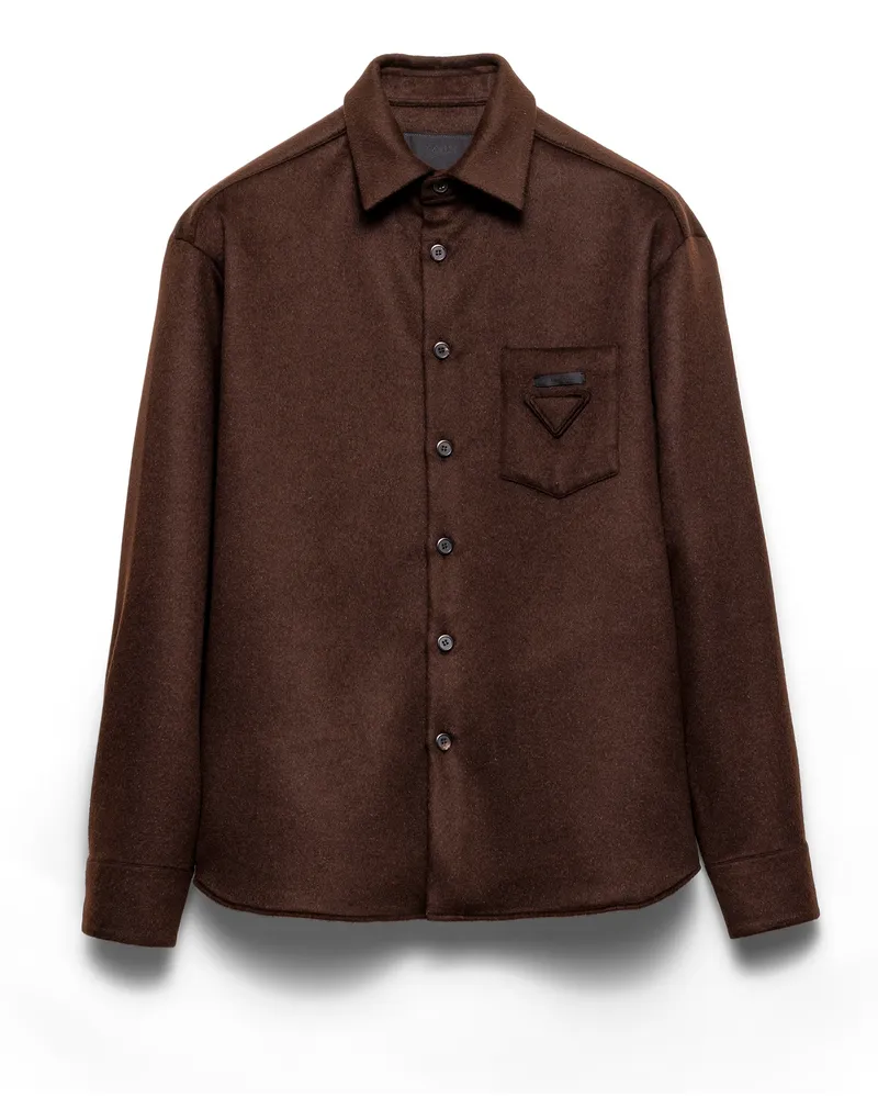Prada Hemd Aus Wollgemisch Und Kaschmir, Herren, Kakaobraun, Größe Kakaobraun