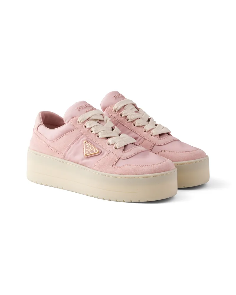 Prada Downtown Sneaker Aus Re-nylon Und Wildleder, Damen, Pfirsich, Größe Pfirsich