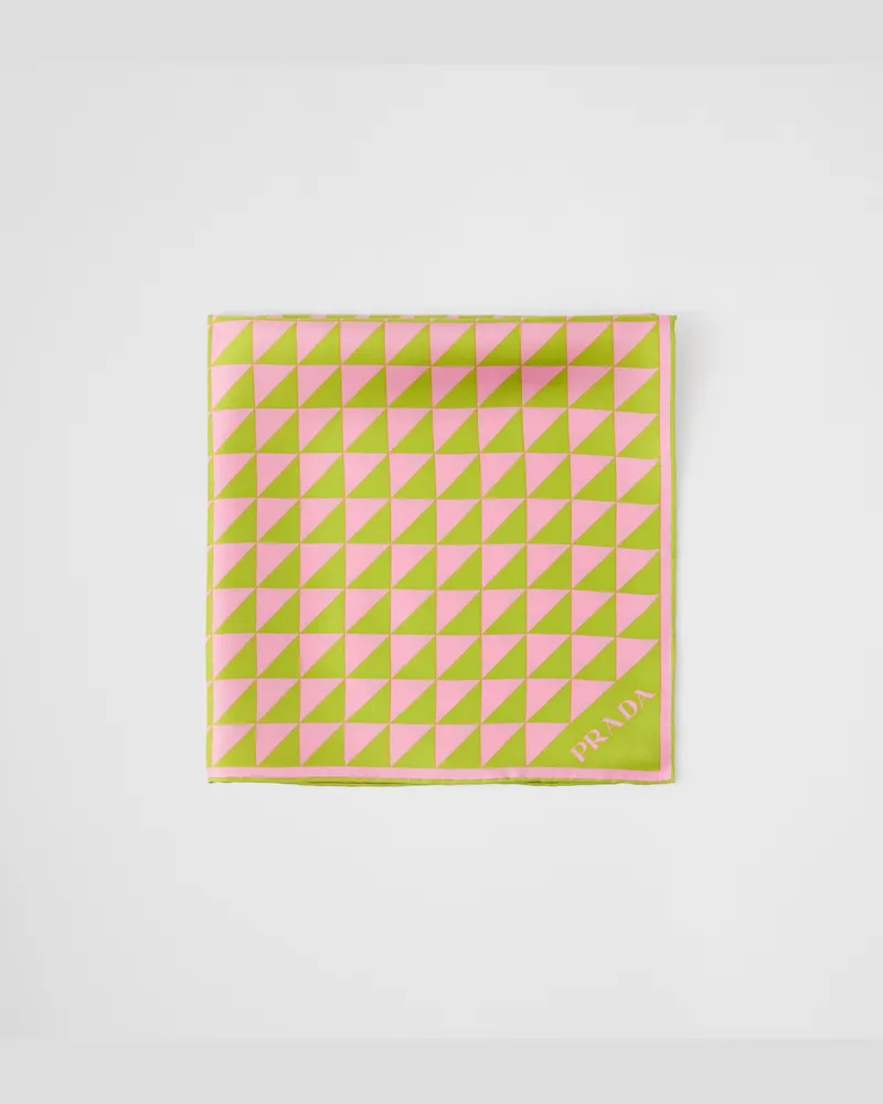 Prada Schal aus Seidentwill mit Print, 55 x 55 Wiesengrün