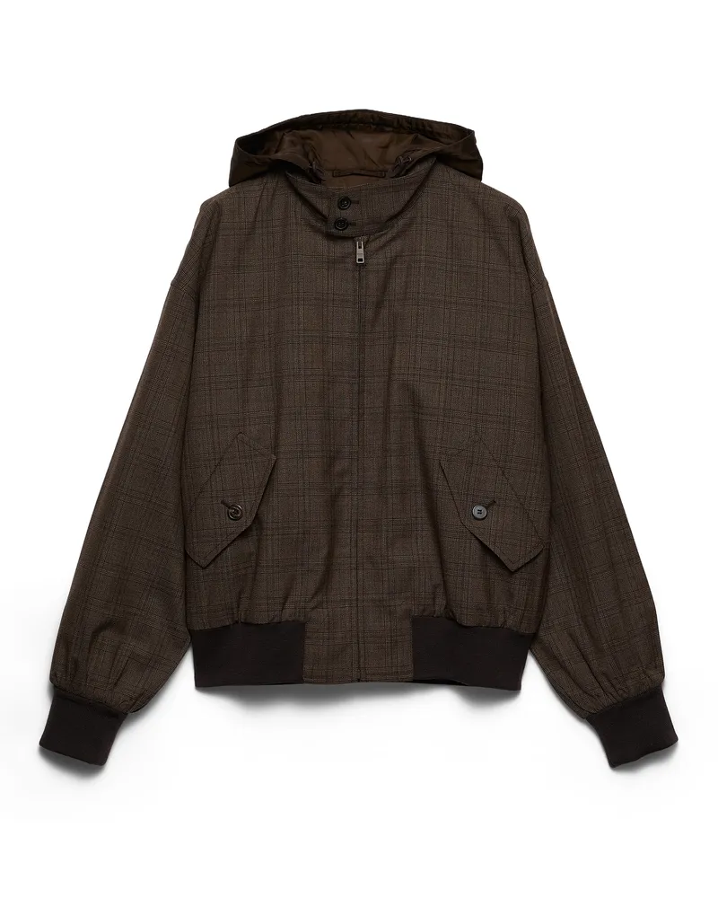 Prada Wolljacke Mit Prince-of-wales-karo, Damen, Tabak, Größe Tabak