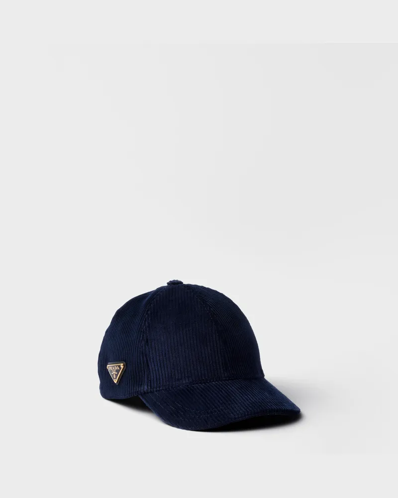 Prada Baseballkappe aus Cord Blau