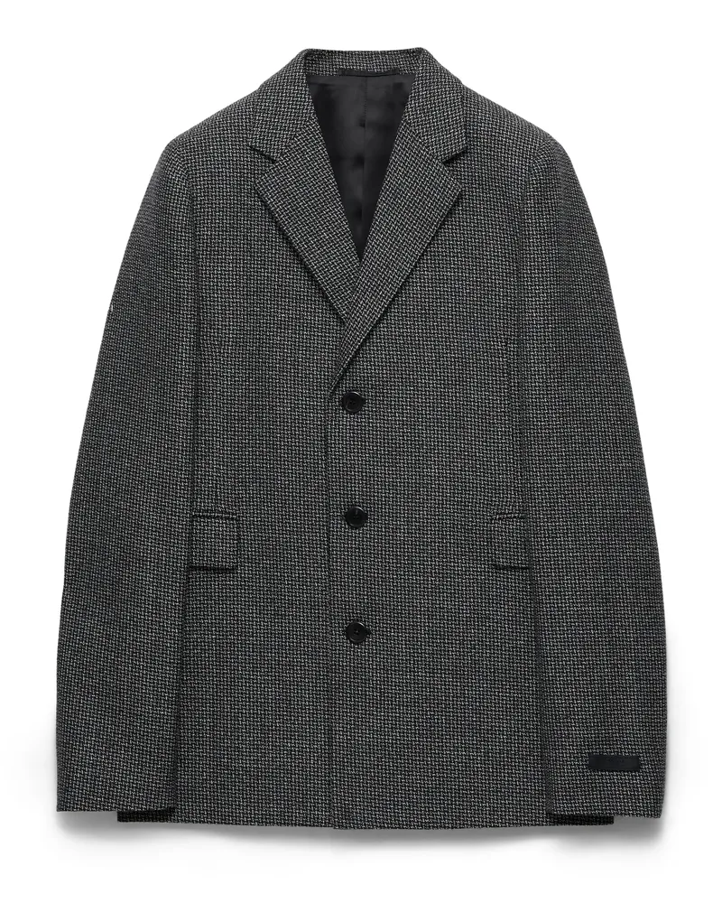 Prada Einreihige Jacke Aus Wolle, Herren, Schiefergrau, Größe Schiefergrau