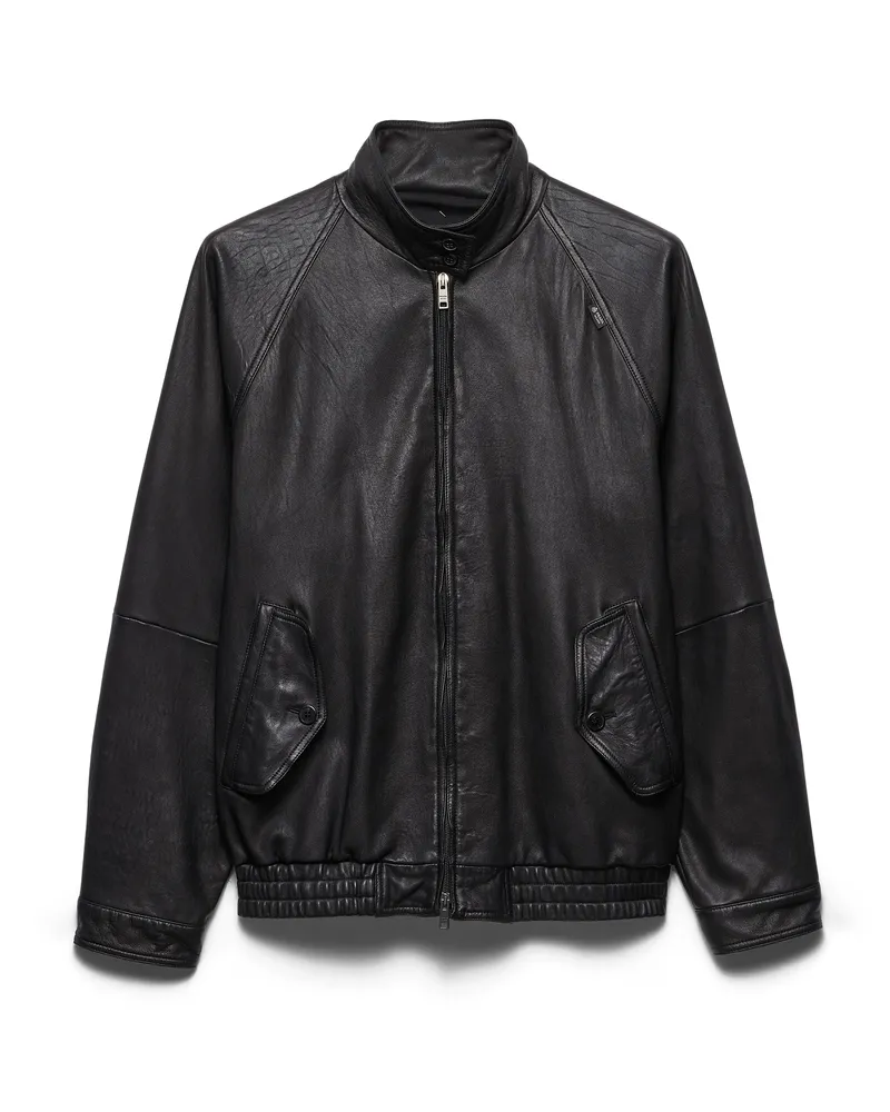 Prada Blousonjacke Aus Nappa-leder, Damen, Schwarz, Größe Schwarz