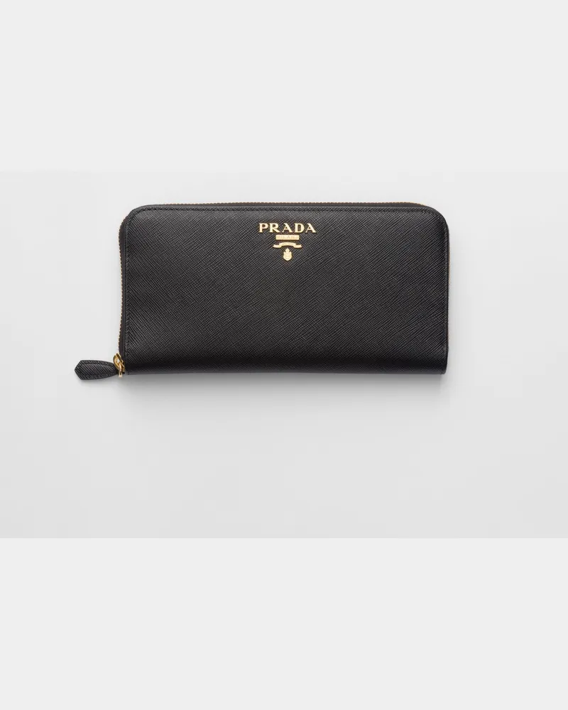 Prada Große Geldbörse aus Saffiano-Leder Schwarz