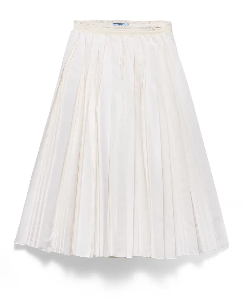 Prada Faltenrock Aus Faille Seta, Damen, Weiss, Größe Weiss
