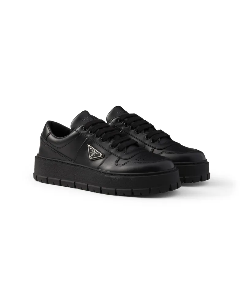Prada Sneaker Aus Leder, Herren, Schwarz, Größe 11,5 Schwarz
