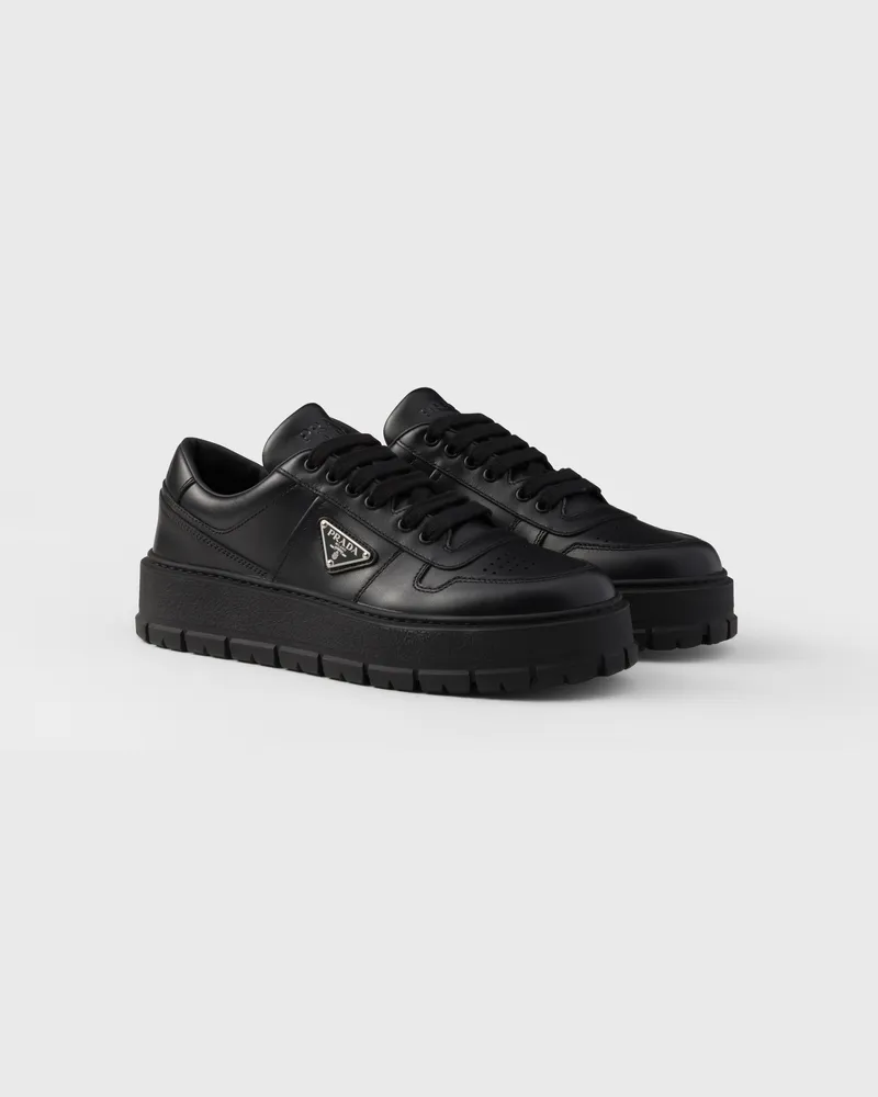 Prada Sneaker Aus Leder, Herren, Schwarz, Größe 11,5 Schwarz