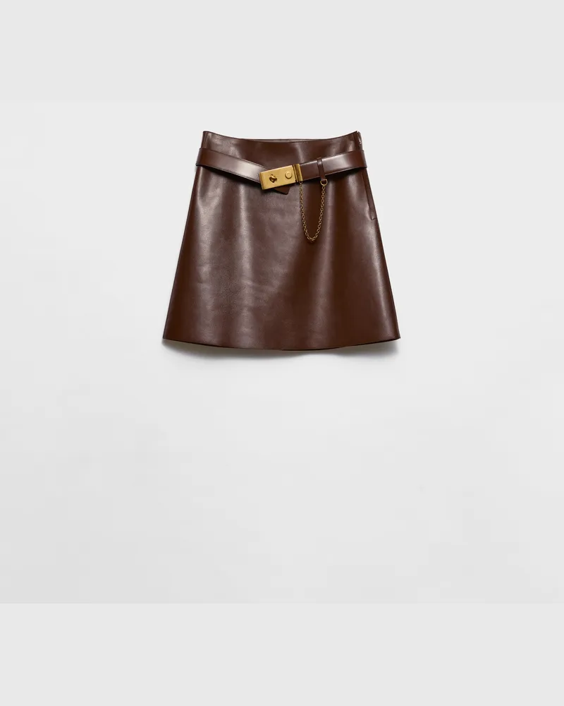 Prada Minirock aus Leder Kakaobraun