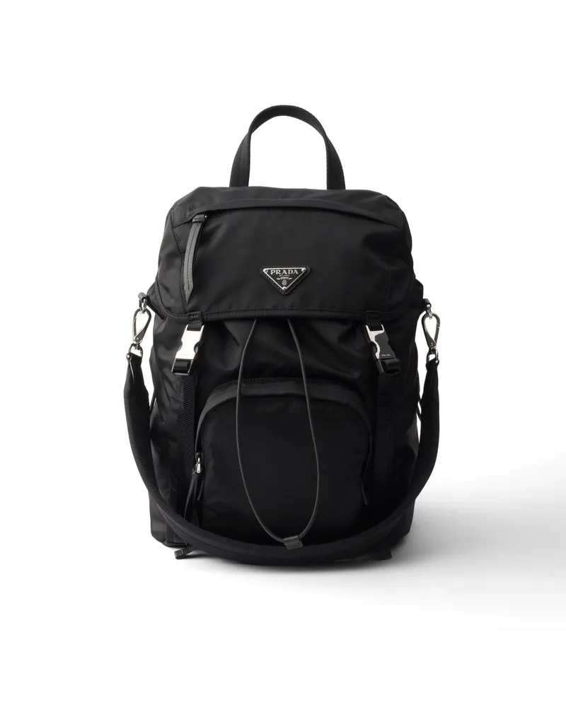 Prada Rucksack Aus Re-nylon, Damen, Schwarz Schwarz
