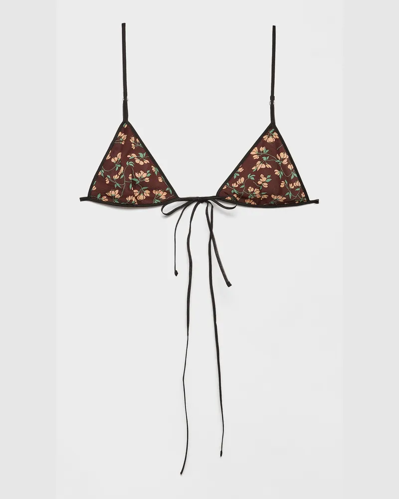 Prada BH aus Georgette mit Blumenprint Ebenholz