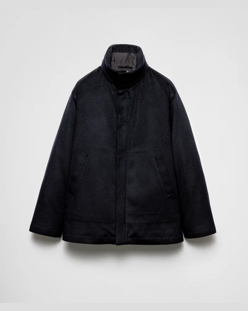Prada Mittelschwere Daunenjacke aus Kaschmir Blau