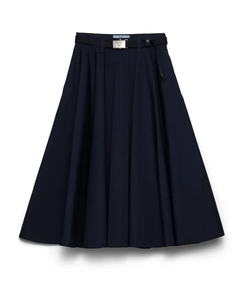 Prada Midirock Aus Popeline, Damen, Blau, Größe Blau