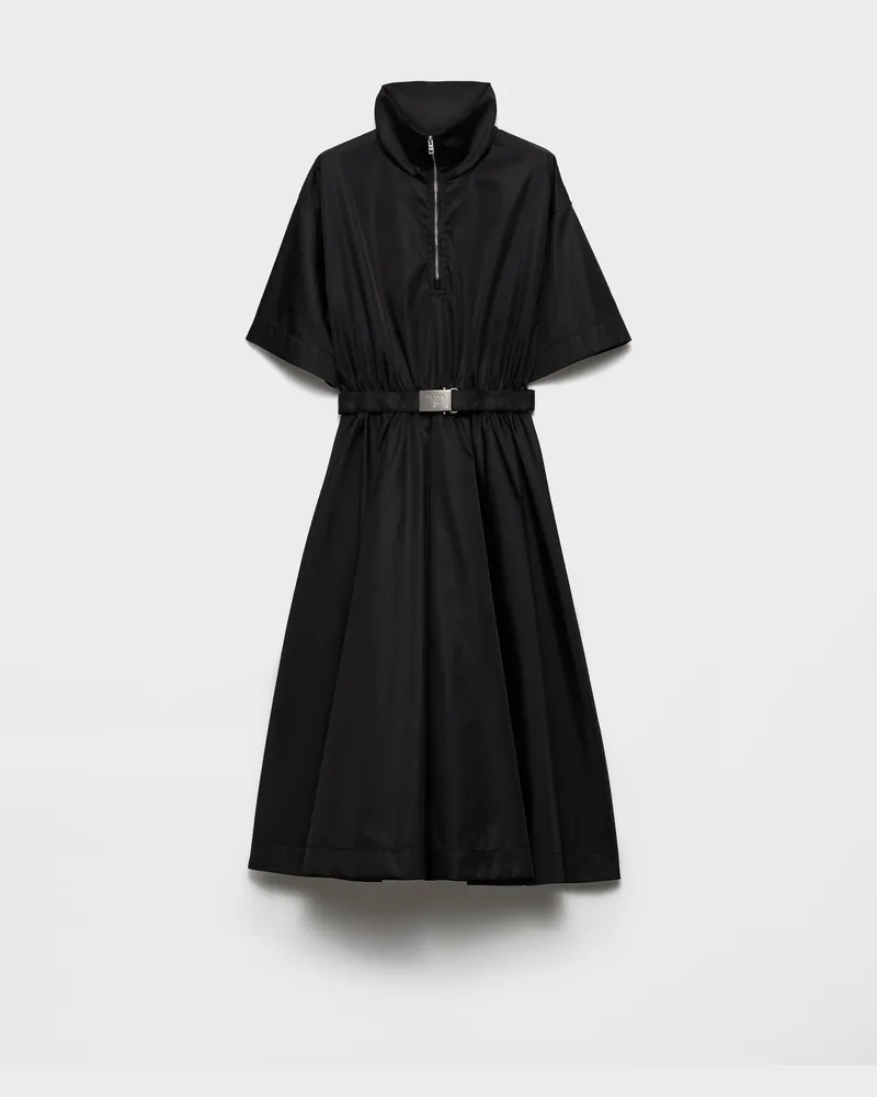 Prada Midikleid mit kurzen Ärmeln aus Re-Nylon Schwarz