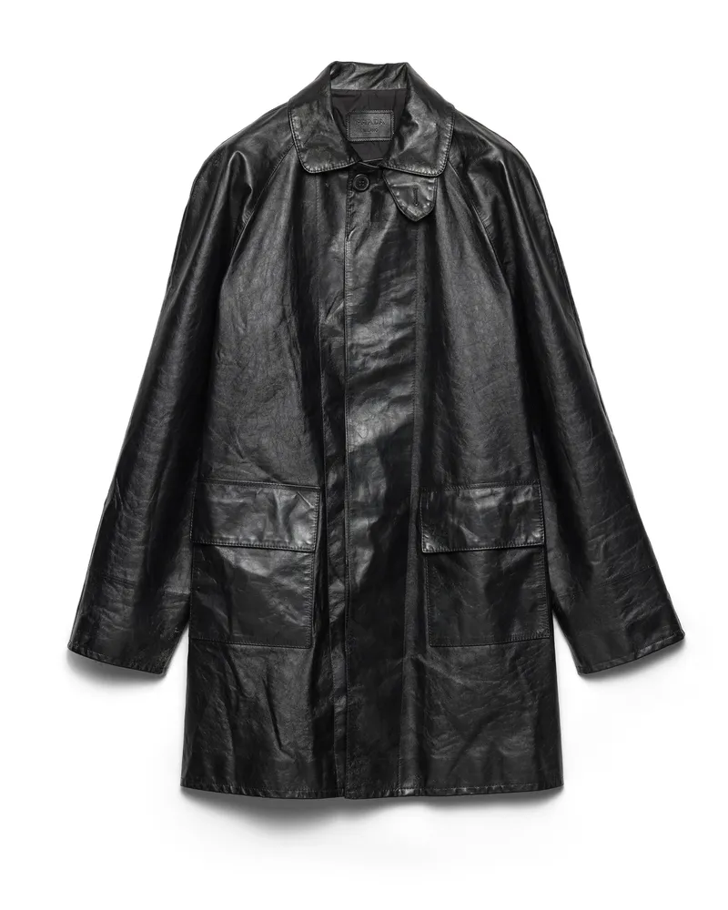 Prada Mantel Aus Leder, Herren, Schwarz, Größe Schwarz