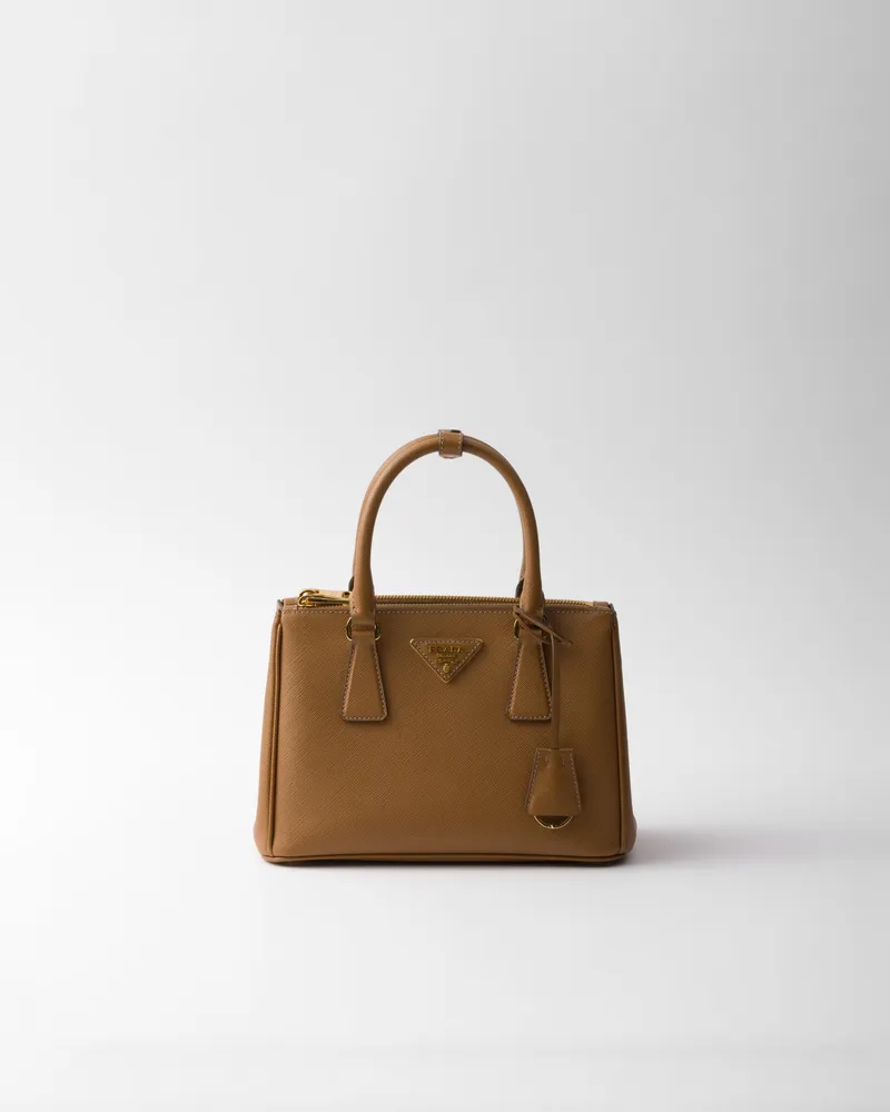 Prada Kleine  Galleria Tasche aus Saffiano-Leder Karamell