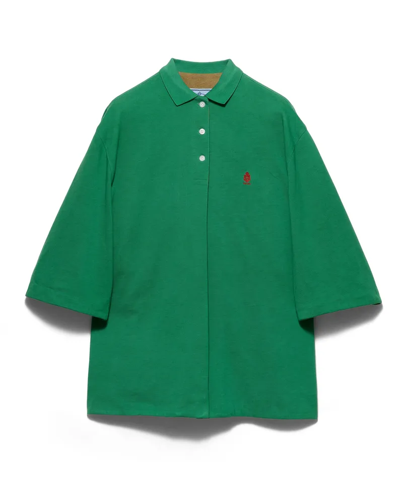 Prada Alte Blousonjacke Aus Piqué, Damen, Grün/selva Grün, Größe Grün