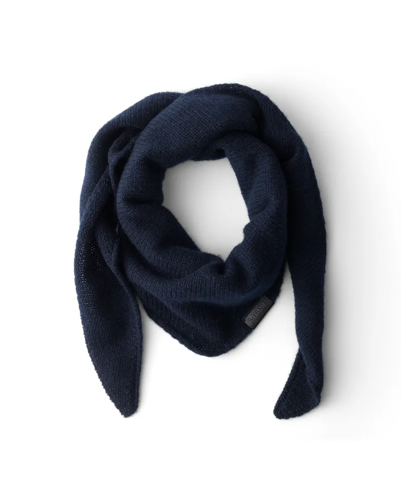 Prada Schal Aus Kaschmir, Damen, Blau Blau