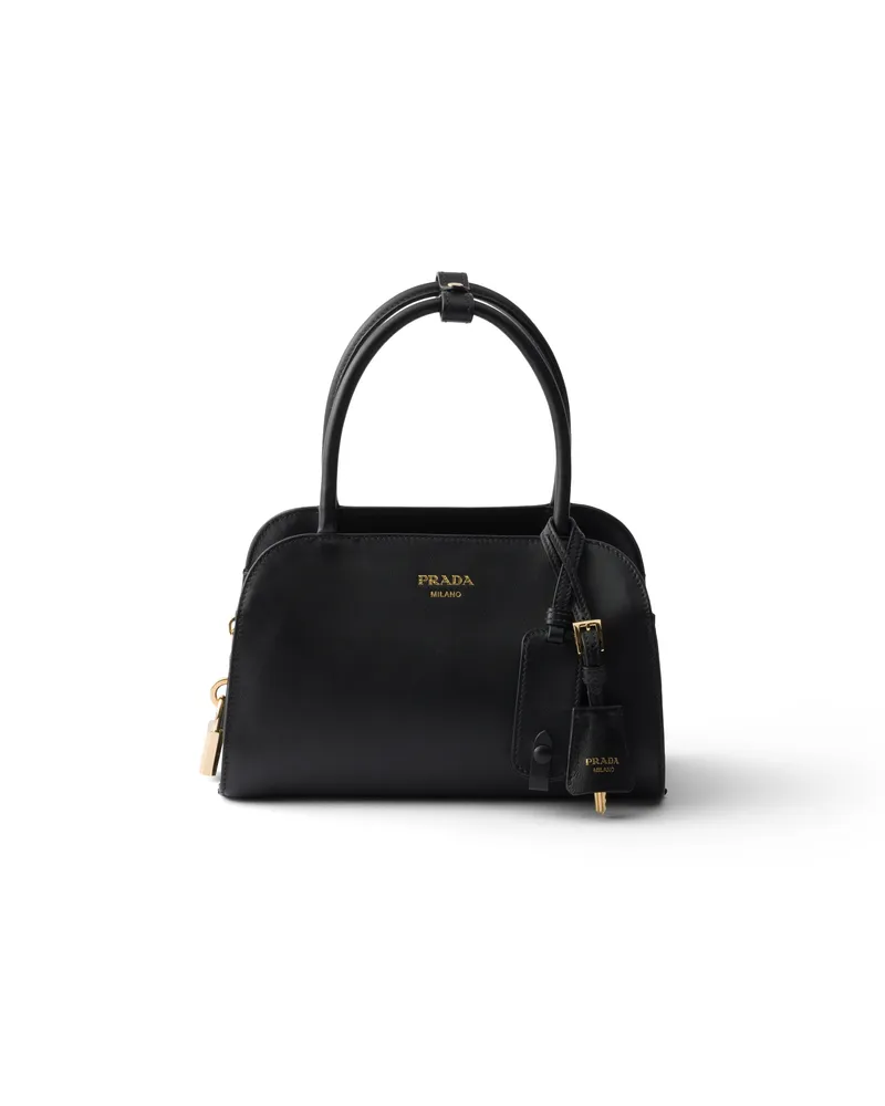 Prada Coffret Mittelgroße Handtasche Aus Leder, Damen, Schwarz Schwarz