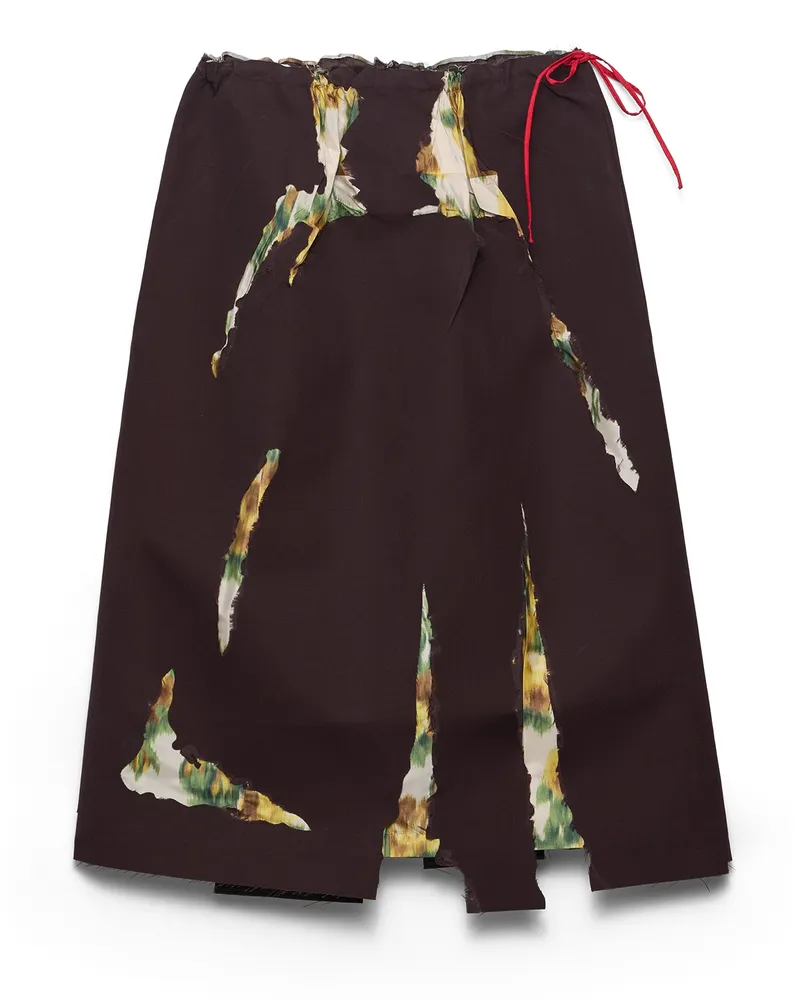 Prada Rock Aus Verbundgewebe Und Gabardine Mit Dévoré-effekt, Damen, Ebenholz, Größe Ebenholz
