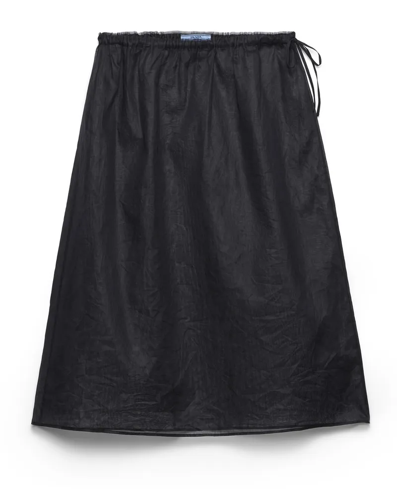 Prada Midirock Aus Baumwoll-organdy, Damen, Schwarz, Größe Schwarz