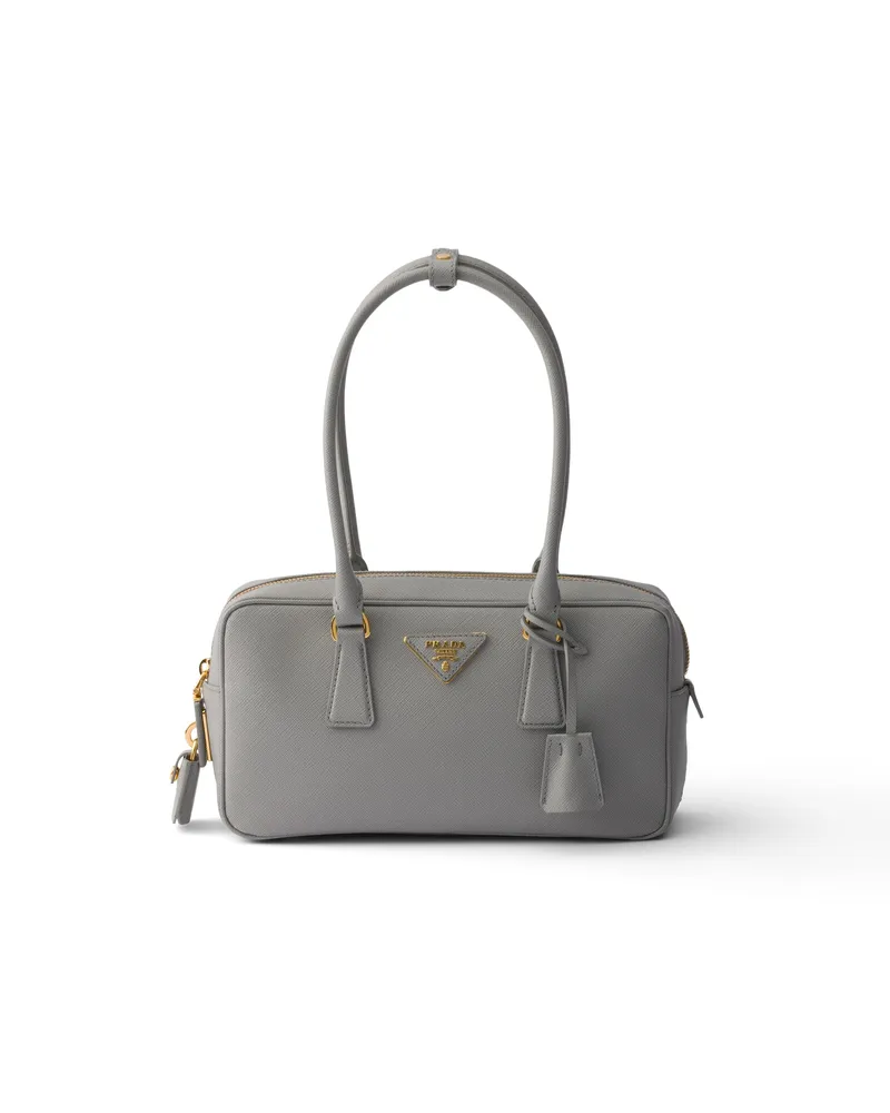 Prada Kleine Henkeltasche Aus Saffiano-leder, Damen, Wolkengrau Wolkengrau