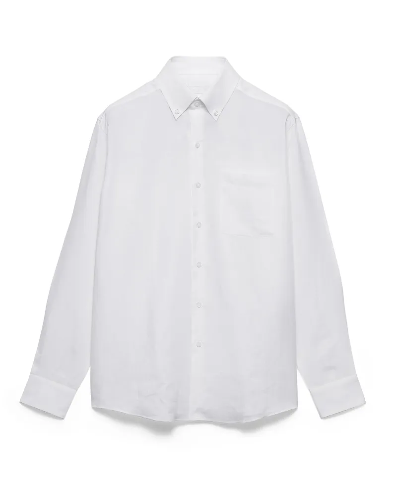 Prada Hemd Aus Leinen, Herren, Weiss, Größe Weiss