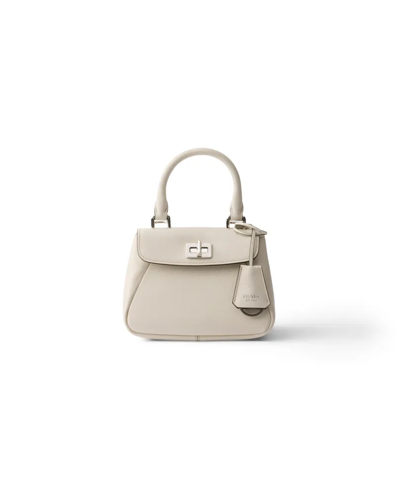 Prada Avoir Mini Handbag Aus Saffiano-leder, Damen, Kalkweiss Kalkweiss