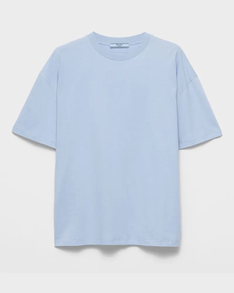 Prada Oversize-T-Shirt aus Jersey Hellblau
