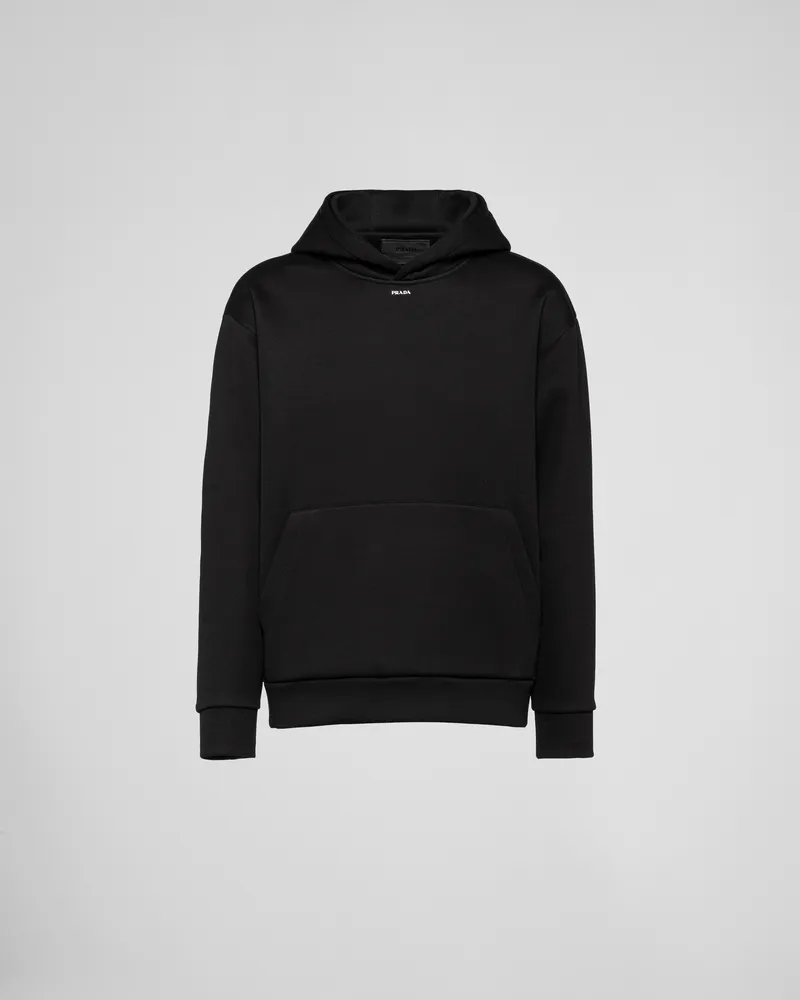 Prada Kapuzenpullover aus technischer Baumwolle Schwarz