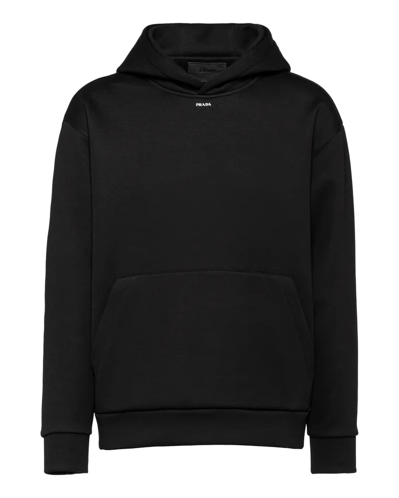 Prada Kapuzenpullover Aus Technischer Baumwolle, Herren, Schwarz, Größe Schwarz
