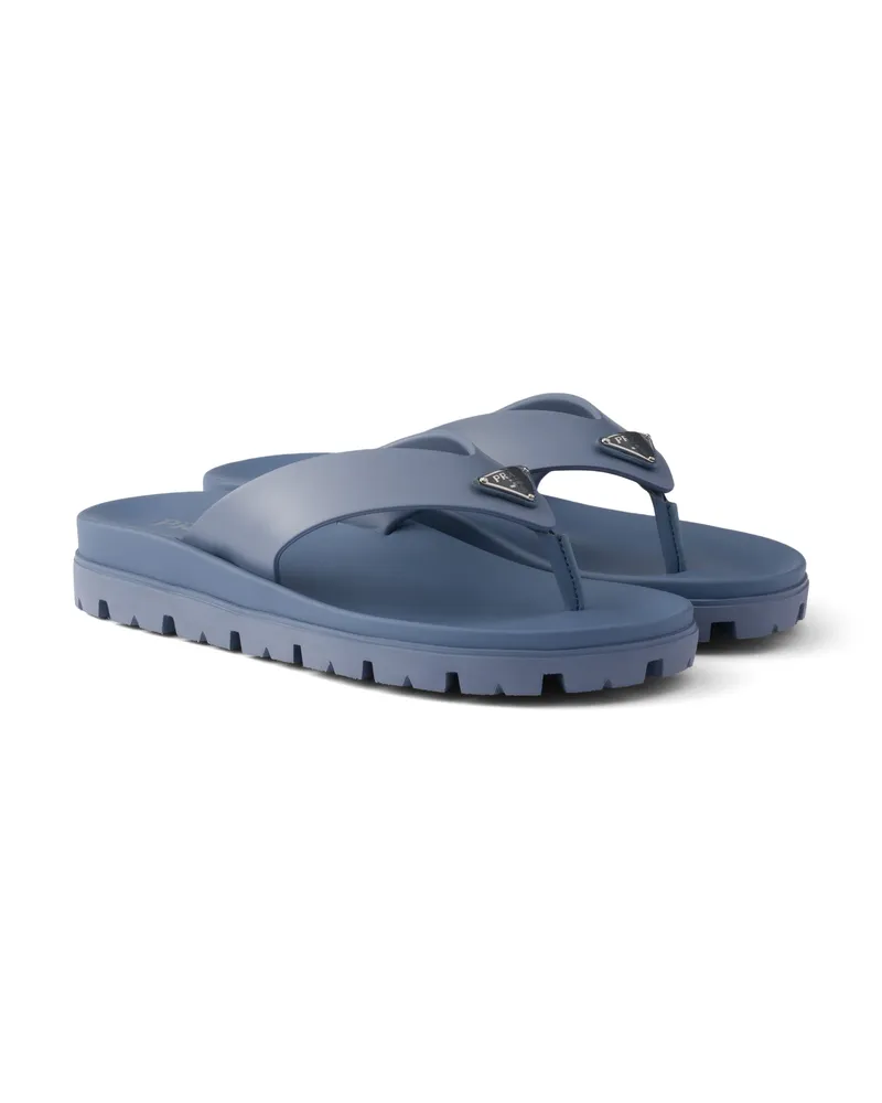 Prada Zehensteg-sandalen Aus Gummi, Herren, Aviation/blau, Größe 11 Aviation