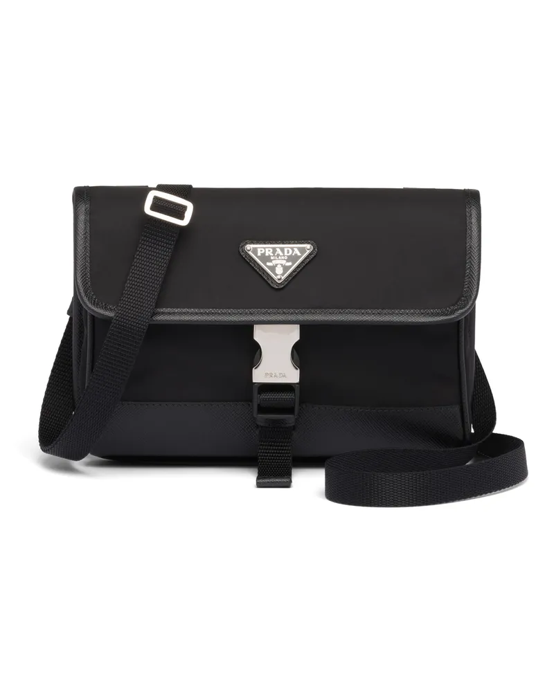 Prada Smartphone-hülle Re-nylon Und Saffiano-leder, Herren, Schwarz Schwarz