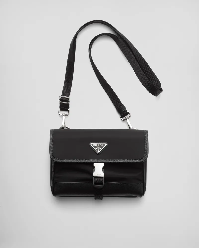 Prada Smartphone-Hülle Re-Nylon und Saffiano-Leder Schwarz