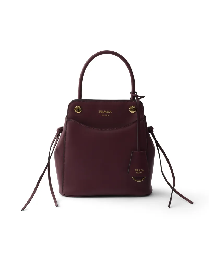 Prada Handtasche Aus Leder, Klein Tragen, Damen, Burgunder Burgunder